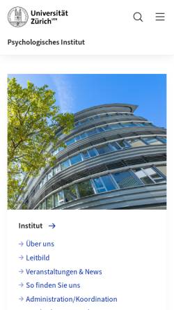 Vorschau der mobilen Webseite www.psychologie.uzh.ch, Psychologisches Institut der Universität Zürich