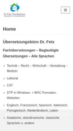 Vorschau der mobilen Webseite www.dr-feix.com, Dr. Feix Translations