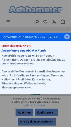 Vorschau der mobilen Webseite www.saunashop-achhammer.de, Achhammer GmbH