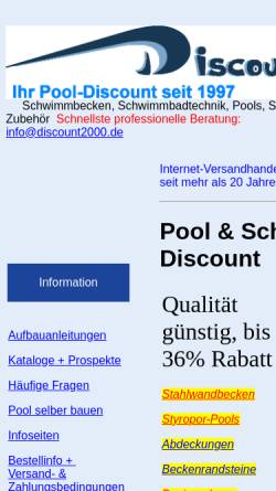 Vorschau der mobilen Webseite www.discount2000.de, SSF-Pool-Discount, Inh. Manfred Sternberg