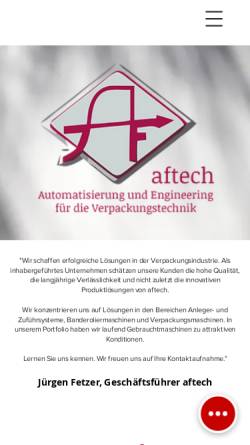 Vorschau der mobilen Webseite www.aftech.de, Aftech, Inh. Dipl.-Ing. (FH) Jürger Fetzer