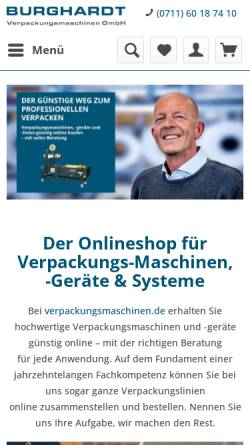 Vorschau der mobilen Webseite www.verpackungsmaschinen.de, Burghardt Verpackungsmaschinen GmbH
