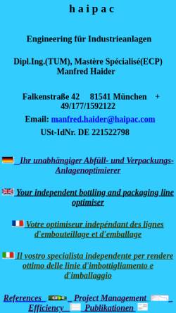Vorschau der mobilen Webseite haipac.com, Haipac, Inh. Manfred Haider