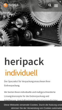 Vorschau der mobilen Webseite heripack.de, HERIPACK Verpackungsmaschinen GmbH & Co. KG