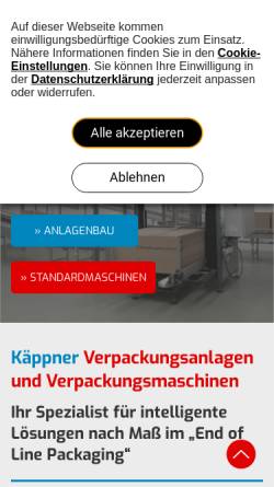Vorschau der mobilen Webseite www.kaeppner-automation.de, Käppner KG Verpackungsmaschinen