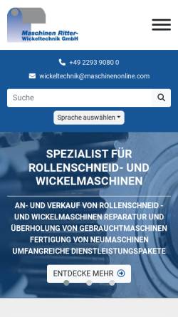 Vorschau der mobilen Webseite www.rollenschneider.com, Maschinen Ritter WT-Wickeltechnik GmbH