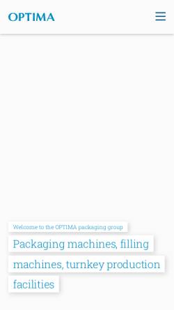 Vorschau der mobilen Webseite www.optima-packaging.com, Optima Packaging Group GmbH