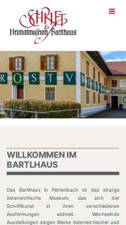 Vorschau der mobilen Webseite www.schriftmuseum.at, Pettenbach, Schrift- und Heimatmuseum Bartlhaus