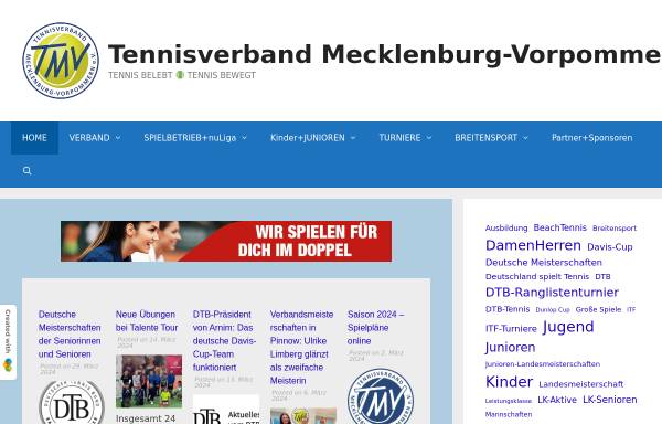 Vorschau von www.tennisverband-mv.de, Tennisverband Mecklenburg-Vorpommern e.V.