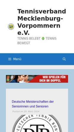 Vorschau der mobilen Webseite www.tennisverband-mv.de, Tennisverband Mecklenburg-Vorpommern e.V.