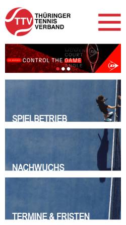 Vorschau der mobilen Webseite www.ttv-tennis.de, Thüringer Tennis-Verband e.V.
