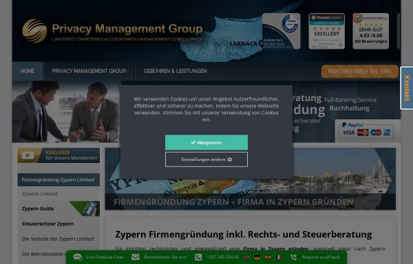 Vorschau von www.xn--firmengrndung-zypern-wec.com, PRivacy Management Group™