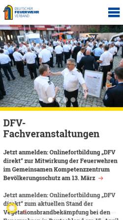 Vorschau der mobilen Webseite www.feuerwehrverband.de, Deutscher Feuerwehrverband
