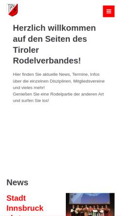 Vorschau der mobilen Webseite www.tiroler-rodelverband.at, Tiroler Rodelverband