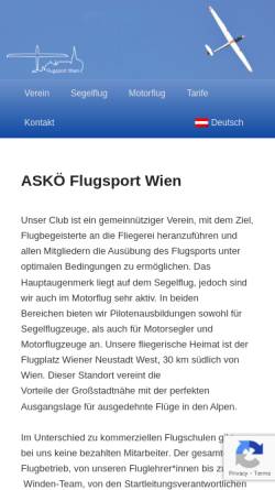 Vorschau der mobilen Webseite www.flugsport-wien.at, Flugsportverband Wien