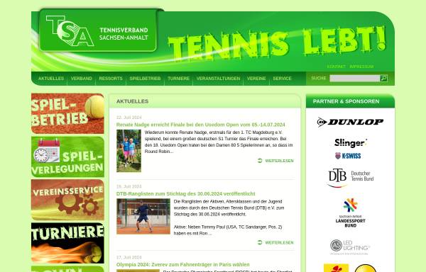 Vorschau von www.tennis-tsa.de, Tennisverband Sachsen-Anhalt e.V.