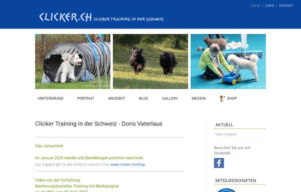 Vorschau von www.clicker.ch, Clicker Training in der Schweiz