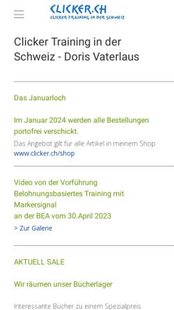 Vorschau der mobilen Webseite www.clicker.ch, Clicker Training in der Schweiz