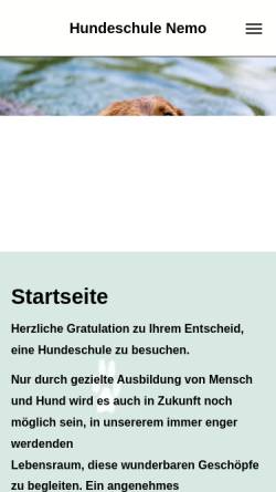 Vorschau der mobilen Webseite www.hundeschule-nemo.ch, Hundeschule Nemo