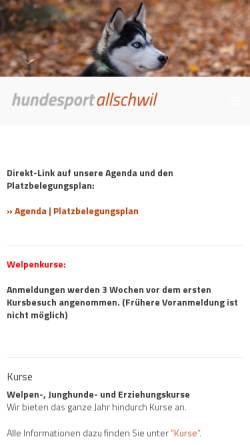 Vorschau der mobilen Webseite www.hspallschwil.ch, Hundesport Allschwil
