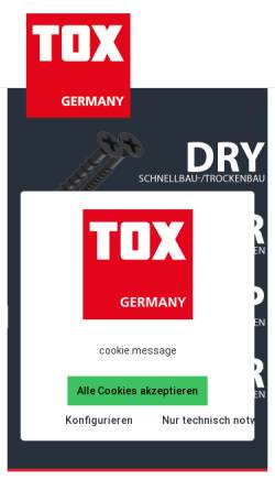 Vorschau der mobilen Webseite www.tox.de, Tox-Dübel-Technik GmbH