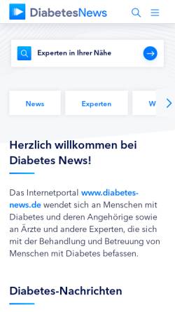 Vorschau der mobilen Webseite www.diabetes-news.de, Diabetes Netzwerk Deutschland