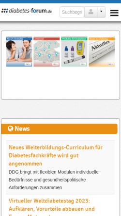 Vorschau der mobilen Webseite www.diabetes-forum.de, Diabetes-Forum
