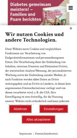 Vorschau der mobilen Webseite www.diabetes-online.de, Diabetes-Journal