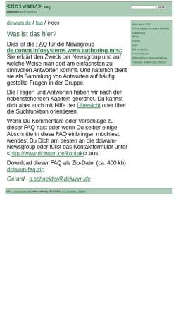 Vorschau der mobilen Webseite www.dciwam.de, [de.comm.infosystems.www.authoring.misc] dciwam-FAQ