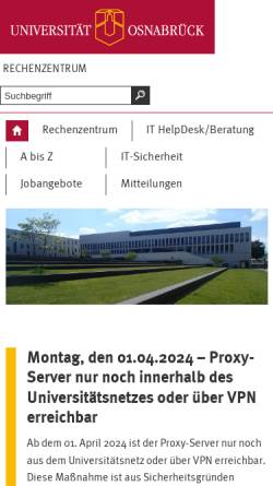 Vorschau der mobilen Webseite www.rz.uni-osnabrueck.de, Rechenzentrum der Universität Osnabrück