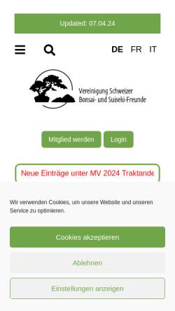 Vorschau der mobilen Webseite bonsai-vsb.ch, Vereinigung Schweizer Bonsai-Freunde VSB