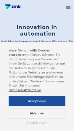 Vorschau der mobilen Webseite www.zmb.ch, Zaugg Maschinenbau AG