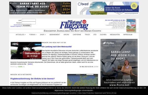 Vorschau von www.pilotundflugzeug.de, Pilot und Flugzeug Online