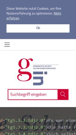 Vorschau der mobilen Webseite www.germanistik-im-netz.de, Virtuelle Fachbibliothek Germanistik - Germanistik im Netz
