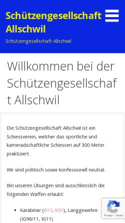 Vorschau der mobilen Webseite www.sg.allschwil.com, Schützengesellschaft Allschwil