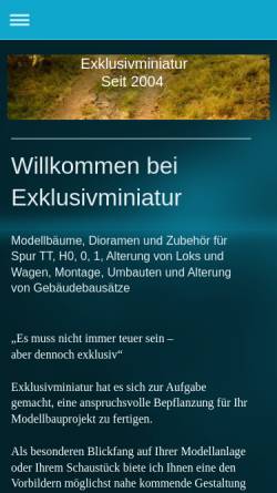 Vorschau der mobilen Webseite www.exklusiv-miniatur.de, Exklusivminiatur, Frank Jahn