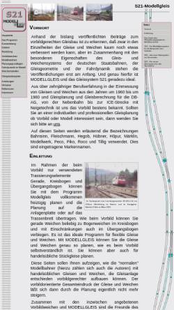 Vorschau der mobilen Webseite www.s21-modellgleis.de, Gleisplanungsprogramm MODELLGLEIS