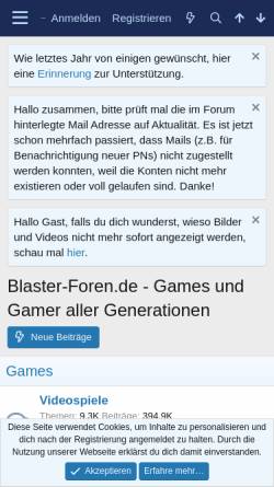 Vorschau der mobilen Webseite blaster-foren.de, Blasterforen