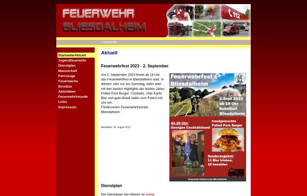 Vorschau von www.feuerwehr-bliesdalheim.de, Freiwillige Feuerwehr Bliesdalheim