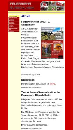 Vorschau der mobilen Webseite www.feuerwehr-bliesdalheim.de, Freiwillige Feuerwehr Bliesdalheim