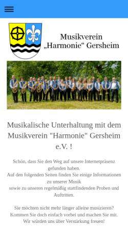 Vorschau der mobilen Webseite www.mv-gersheim.de, Musikverein Harmonie e.V.