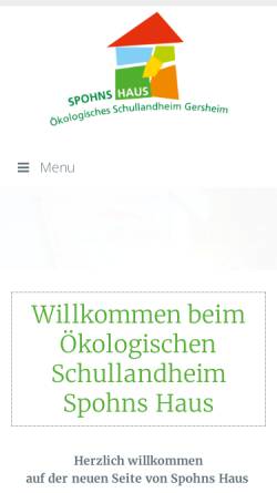 Vorschau der mobilen Webseite www.spohnshaus.de, Ökologisches Schullandheim Spohns Haus