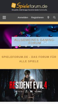 Vorschau der mobilen Webseite www.spieleforum.de, Spieleforum.de