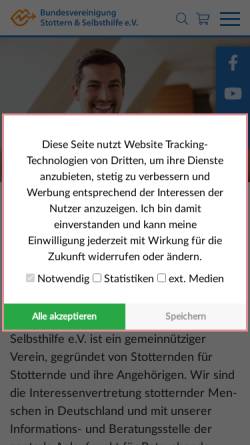 Vorschau der mobilen Webseite www.stotterer-selbsthilfegruppen.de, Stotterer-Selbsthilfegruppen