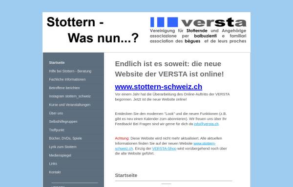Vorschau von www.versta.ch, Vereinigung für Stotternde und Angehörige (VERSTA)