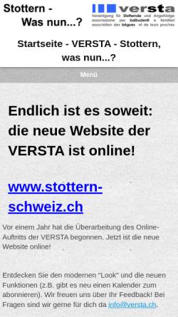 Vorschau der mobilen Webseite www.versta.ch, Vereinigung für Stotternde und Angehörige (VERSTA)