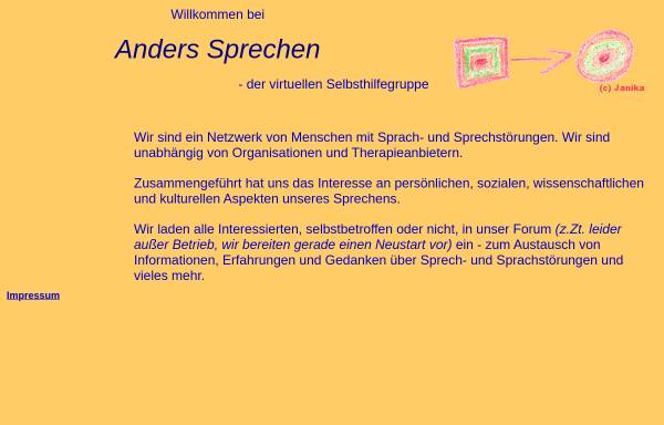 Vorschau von www.anders-sprechen.de, Virtuelle Selbsthilfegruppe Anders Sprechen