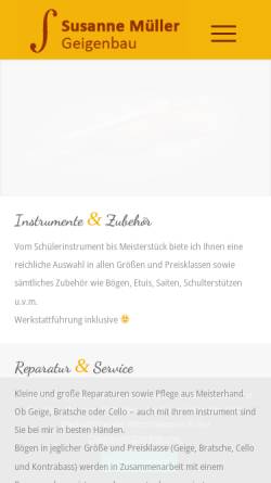 Vorschau der mobilen Webseite www.mueller-geigenbau.de, Müller, Susanne