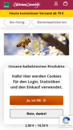 Vorschau der mobilen Webseite bio-honig.de, Blütenland Bienenhöfe