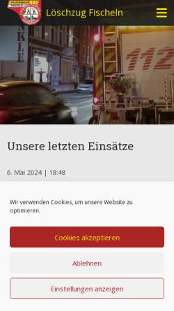Vorschau der mobilen Webseite www.fffischeln.de, Freiwillige Feuerwehr Krefeld-Fischeln
